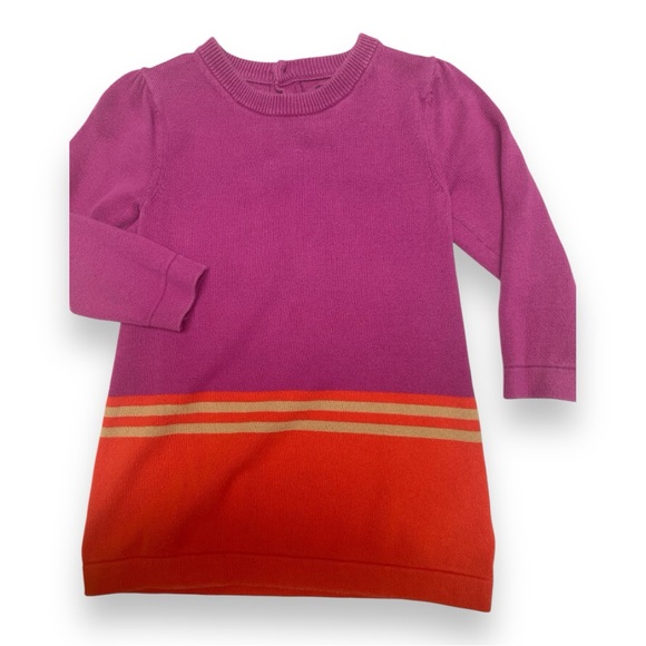 EUC Baby Gap Pink, Orange, Brown Colourblock Long Sleeve Dress 18-24 Months - Picture 1 of 6